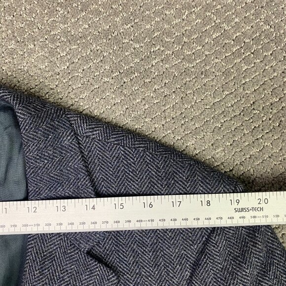 Lands End Lambs Wool Herringbone Tweed Blazer Sport Coat Men's 39R Blue Black - Picture 12 of 16